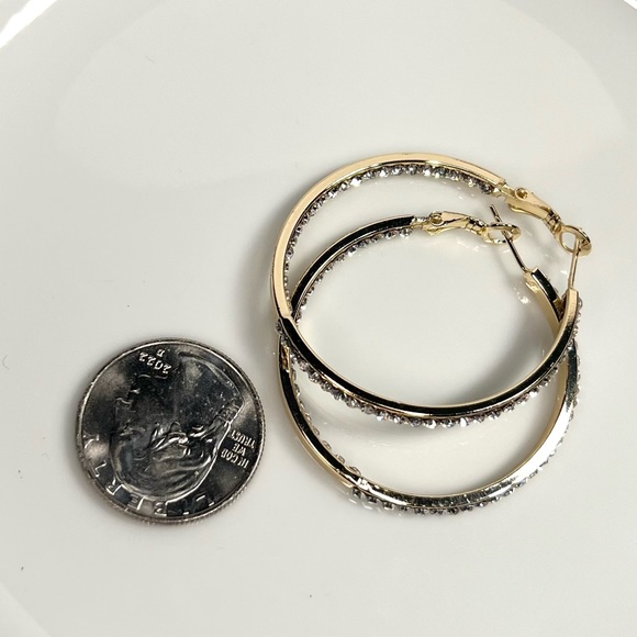 14k gold filled cz stone hoop earrings - Picture 4 of 4